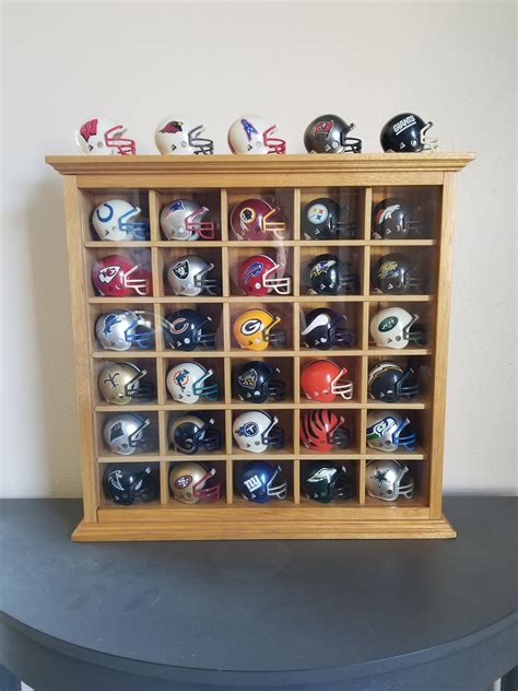 Hickory mini football helmet display case : r/woodworking