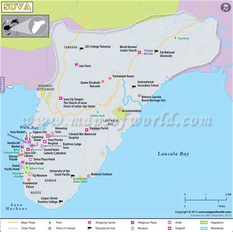 Suva Map - Explore map of Suva, capital of Fiji to locate the shopping ...