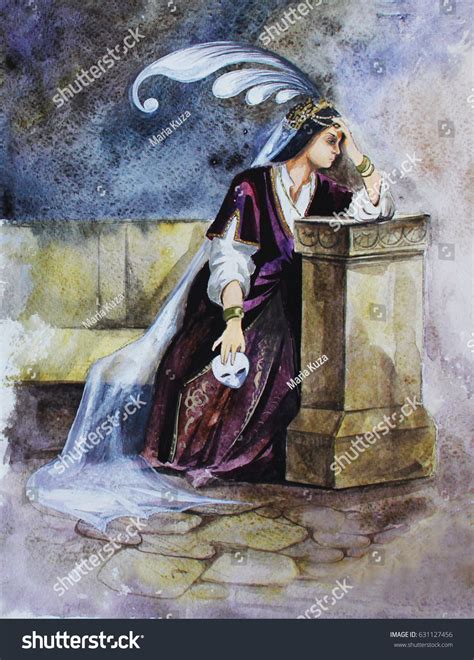 Sad Princess Hand Drawing Watercolor Illustration Stock Illustration ...