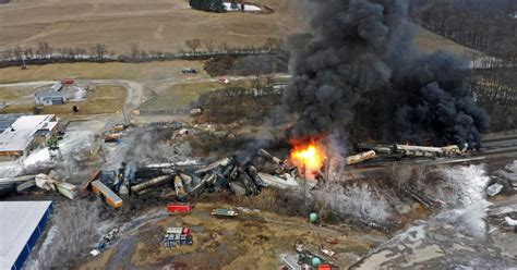 Rail car at risk for explosion after train derailment, massive fire in ...