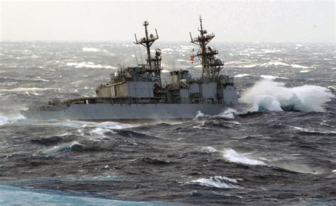 navy ship: us navy ship heavy weather photo