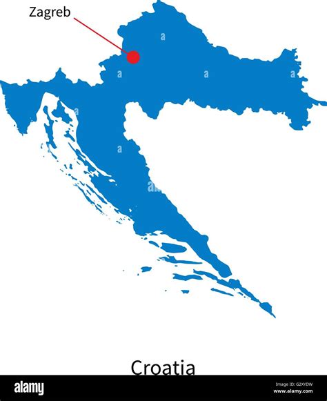 Detailed vector map of Croatia and capital city Zagreb Stock Vector ...