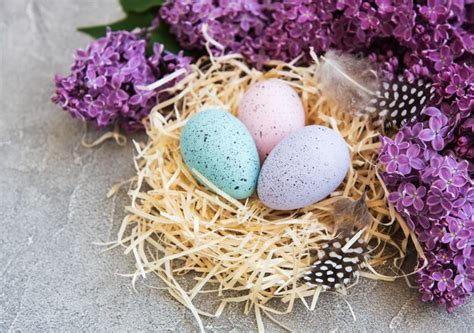 Premium Photo | Nest with easter eggs