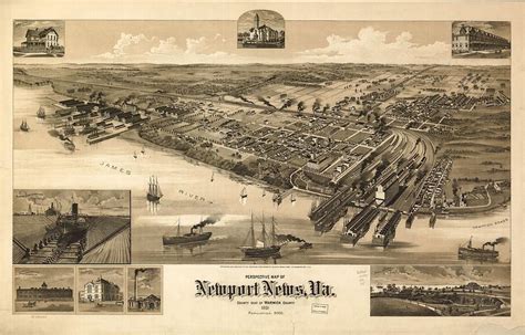 Perspective map of Newport News Painting by MotionAge Designs | Fine ...