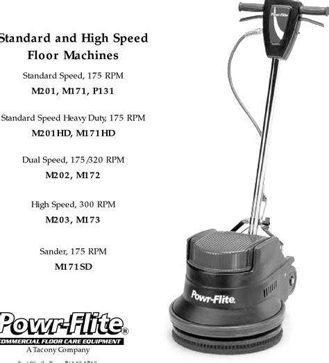 Sweepscrub Powr Flite M201 171 Floor Machine Operators Manual User