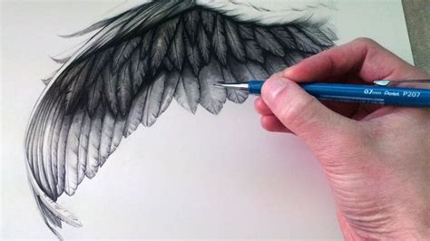 Realistic Angel Feather Drawing - ANGEL PAINTING IDEAS