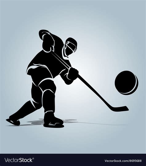 Silhouette of a hockey player with puck Royalty Free Vector