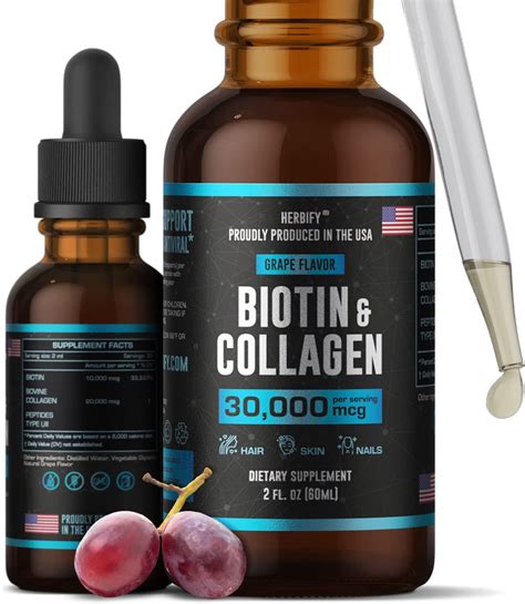 Amazon.com: Liquid Collagen & Biotin - Hair Growth Supplement - Hair ...