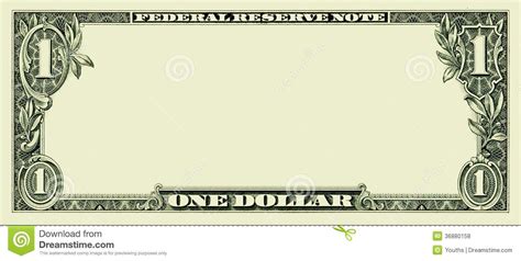 Blank one dollar bill. Clear 1 dollar banknote pattern for design ...