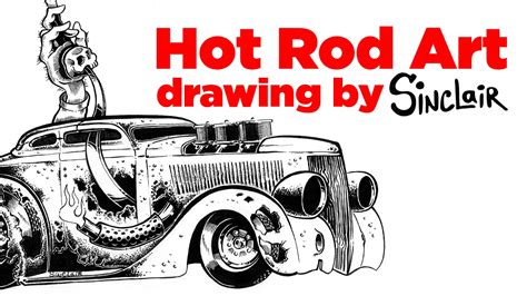 How to draw hot rod art cartoons with pen and ink - YouTube