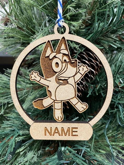 Personalised Bluey Christmas Tree Decoration Bauble MDF Wood - Etsy