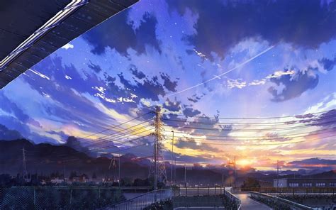 Anime Landscape, Scenery, Clouds, Stars, Buildings - Anime Landscape ...