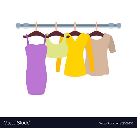 Clothes hanging on hangers in women clothing store