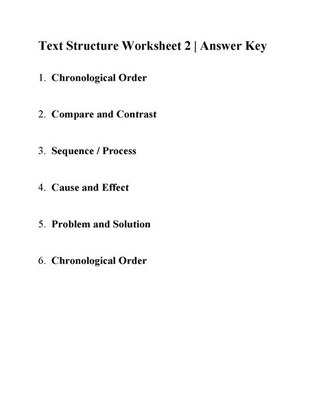 text structure worksheet 11 answers