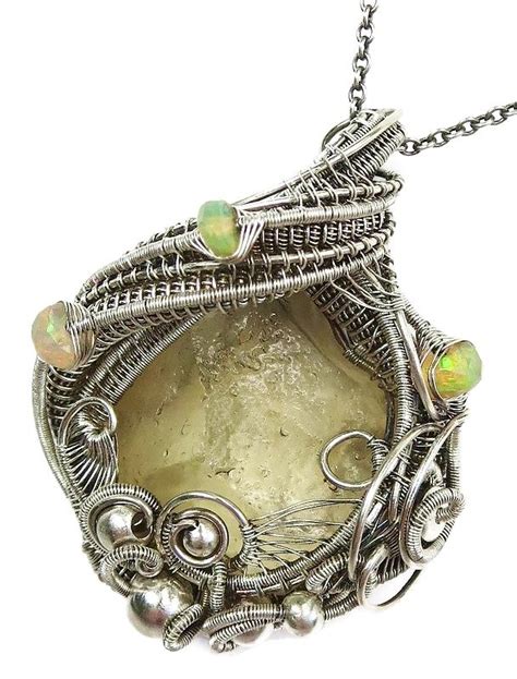 Libyan Desert Glass Pendant in Sterling Silver with Ethiopian Welo ...