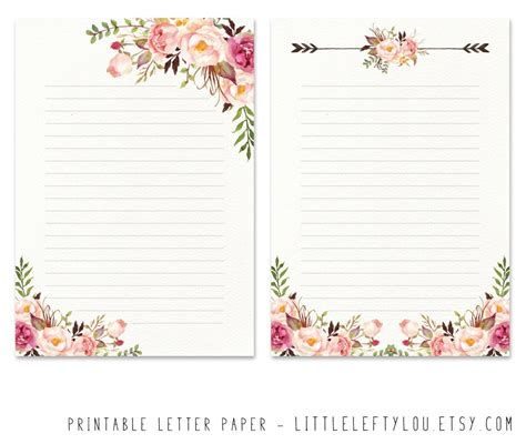 Printable Letter Paper Floral 2 stationery writing letter