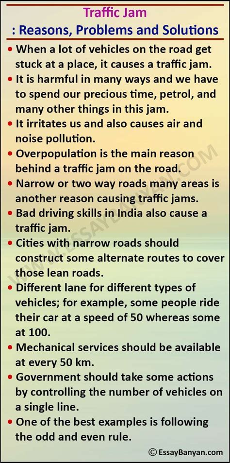 Essay on Traffic Jam for all Class in 100 to 500 Words in English