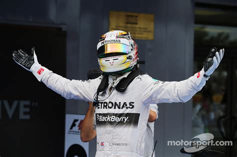 Race winner Lewis Hamilton, Mercedes AMG F1 celebrates in parc ferme at ...