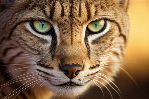 Close-up of Bobcat S Face, with Its Green Eyes Shining Stock ...