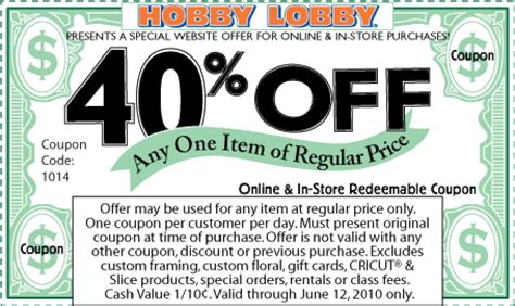 Hobby Lobby 40% Off Printable Coupon Good through June 12 - al.com