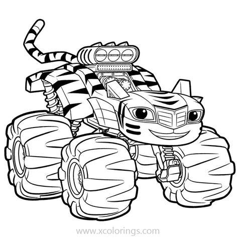 Blaze and the Monster Machines Coloring Pages Blaze Wild Wheels Stripes ...