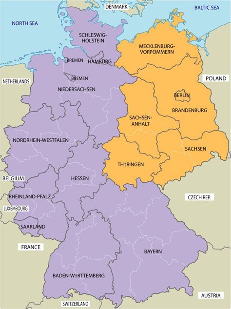 East/West Germany Map | Germany map, East germany, Germany