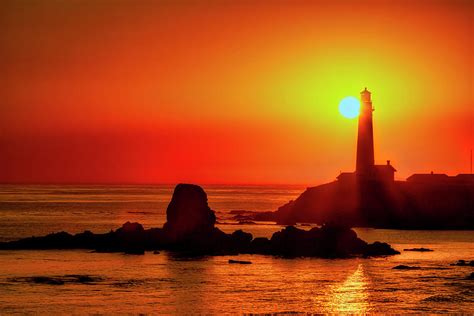 Sunset Behind Pigeon Point Lighthouse Photograph by Garry Gay - Fine ...