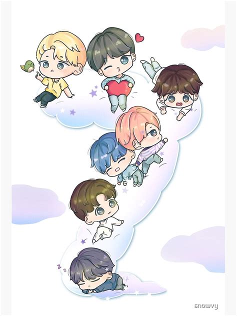 "BTS 7th Anniversary Chibi Fanart" Greeting Card for Sale by snowvy ...