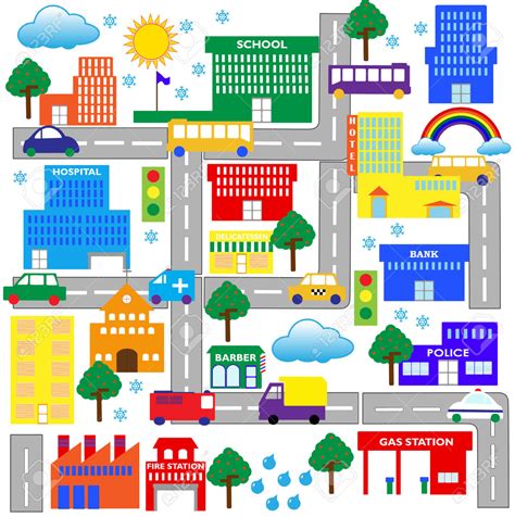 Clip Art Map Of Town