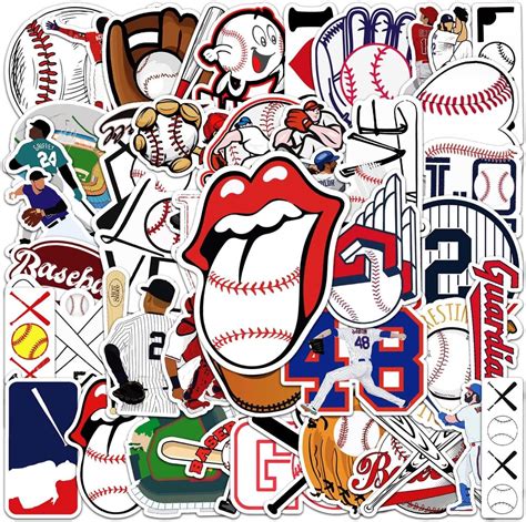 Amazon.com: Maseihels 50pcs Baseball Stickers Doodle Vinyl Waterproof ...