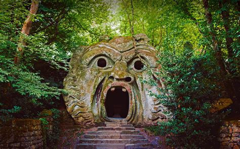 Orcus Sculpture Bomarzo Gardens Italy Bing 5K Preview | 10wallpaper.com