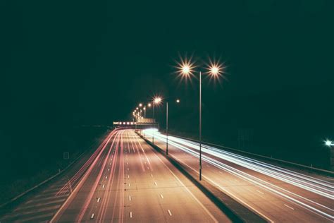 Highway Road Night Lights Royalty Free Photo