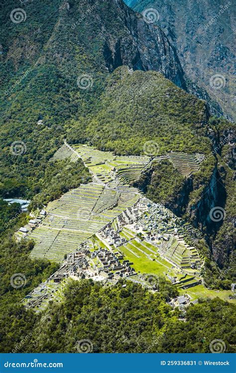 Vertical Aerial View of the Historic Machu Picchu in Peru Stock Image ...