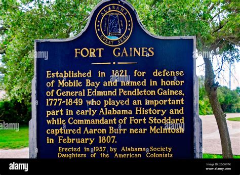 The Fort Gaines historic marker tells the history of the fort, Aug. 12 ...