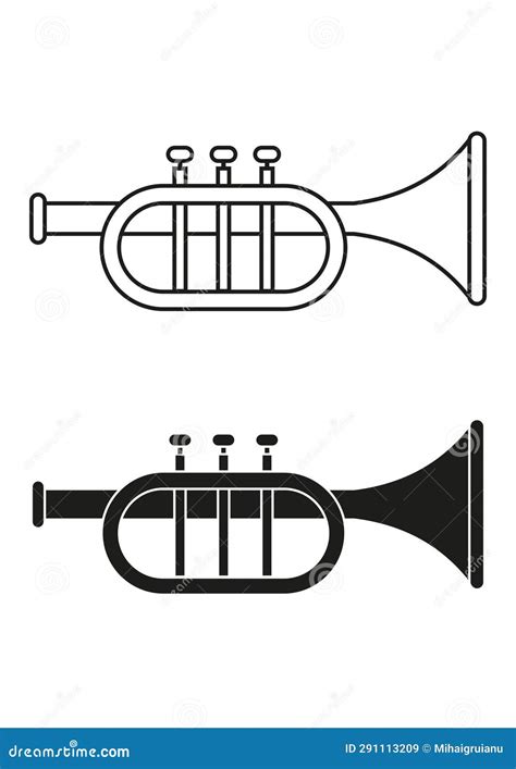 Black and White Trumpet Icon Flat Design Vector Stock Illustration ...