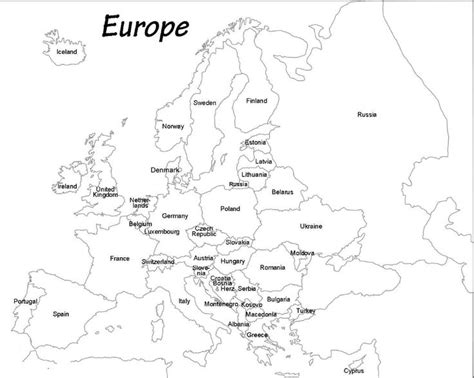 Outline Map of Europe | Printable Blank Map of Europe | WhatsAnswer ...