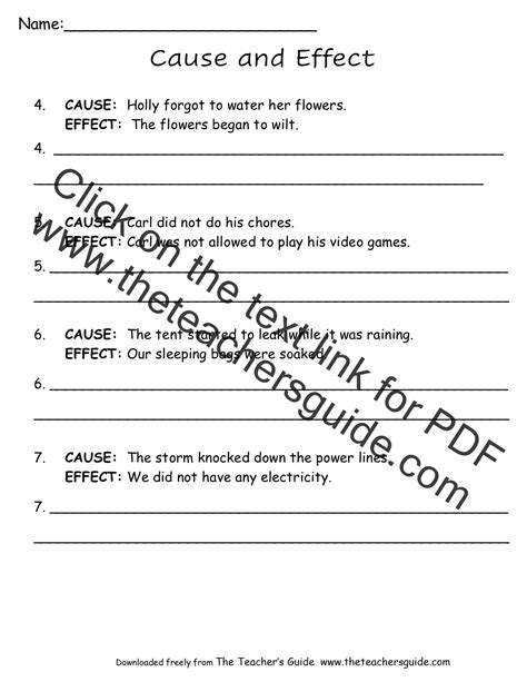 Cause and Effect Worksheets from The Teacher's Guide