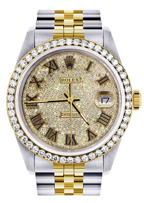 Womens Gold Rolex Watch 16233 | 36MM | Full Diamond Roman Dial | Jubil ...