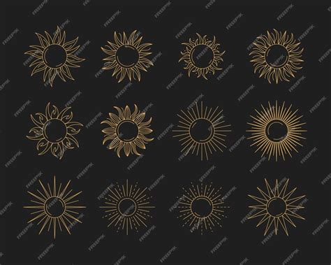 Premium Vector | Set outline sun logo design templates abstract design ...