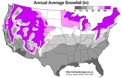 USA snow map - Snow map USA (Northern America - Americas)