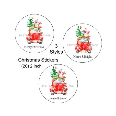 Red Car Christmas Stickers Merry Christmas Merry and Bright - Etsy