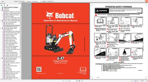 Bobcat Compact Excavator E10 E10z Operation & Maintenance Manuals ...