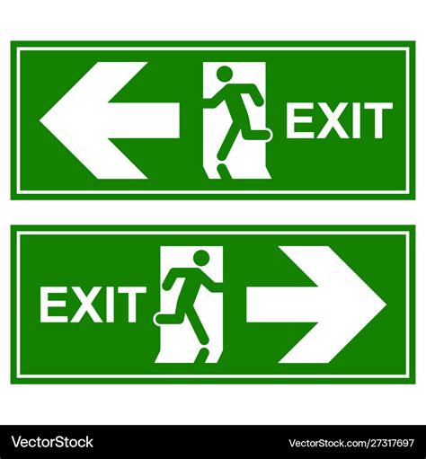 Emergency exit sign man running out fire Vector Image