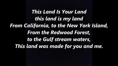 THIS LAND IS YOUR LAND My Land Lyrics Words text Woodie GUTHRIE cover ...