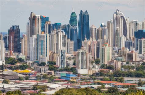 The skyline of Panama City with its modern skyscrapers.. Stock Photo ...