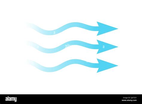 Air flow. Blue arrow showing direction of air movement. Wind direction ...