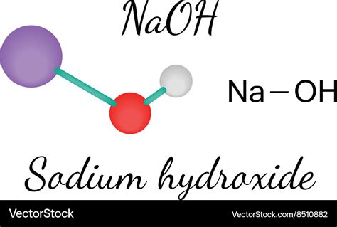 NaOH sodium hydroxide molecule Royalty Free Vector Image