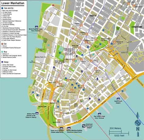 Map Of Downtown Manhattan Streets - Tourist Map Of English