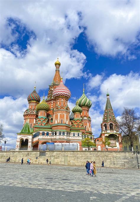 St. Basil`s Cathedral, at Sunset on Red Square with a Blue Sky ...