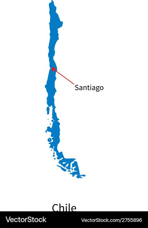 Detailed map of chile and capital city santiago Vector Image